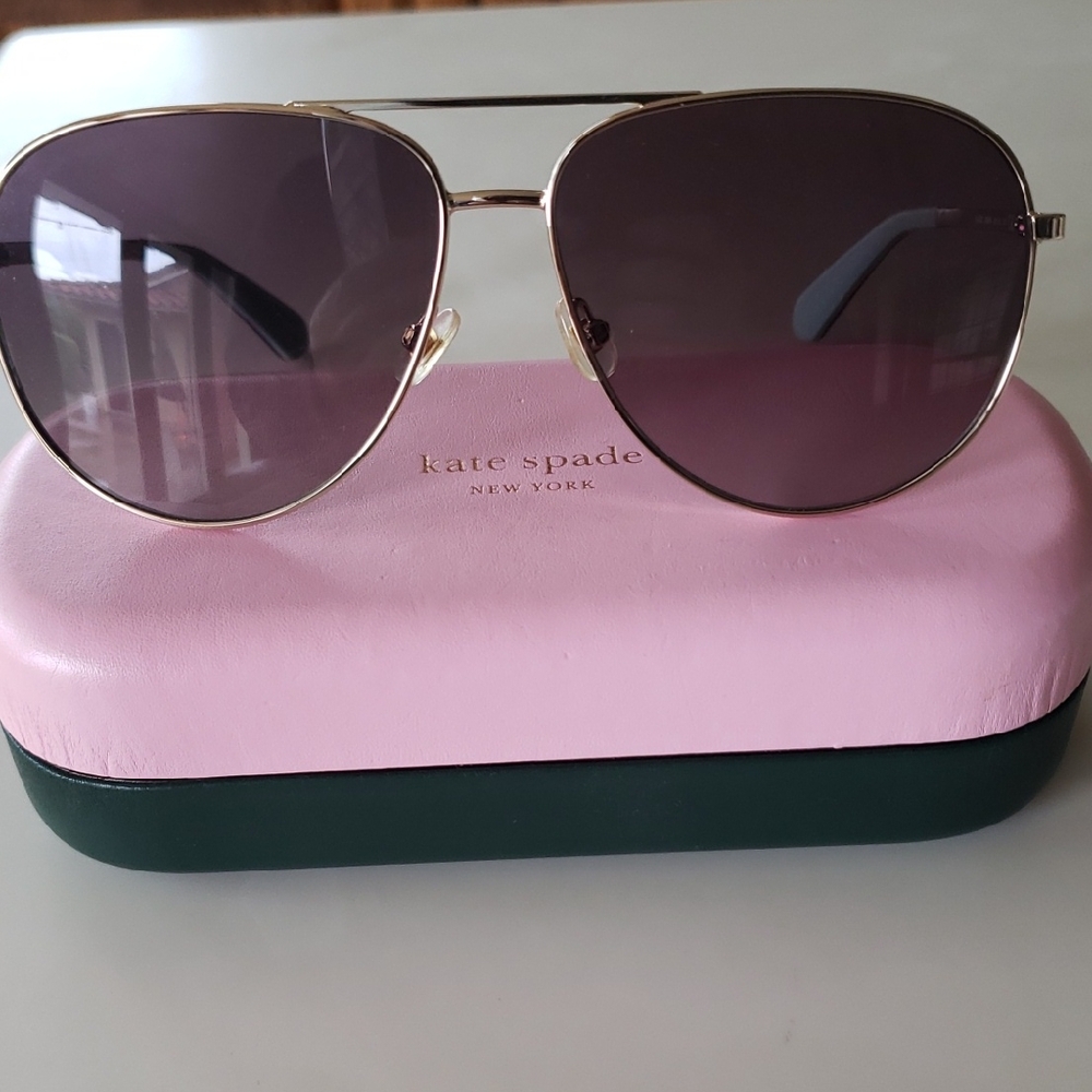 Kate Spade Gold Frame Sunglasses with Purple Lenses With Case